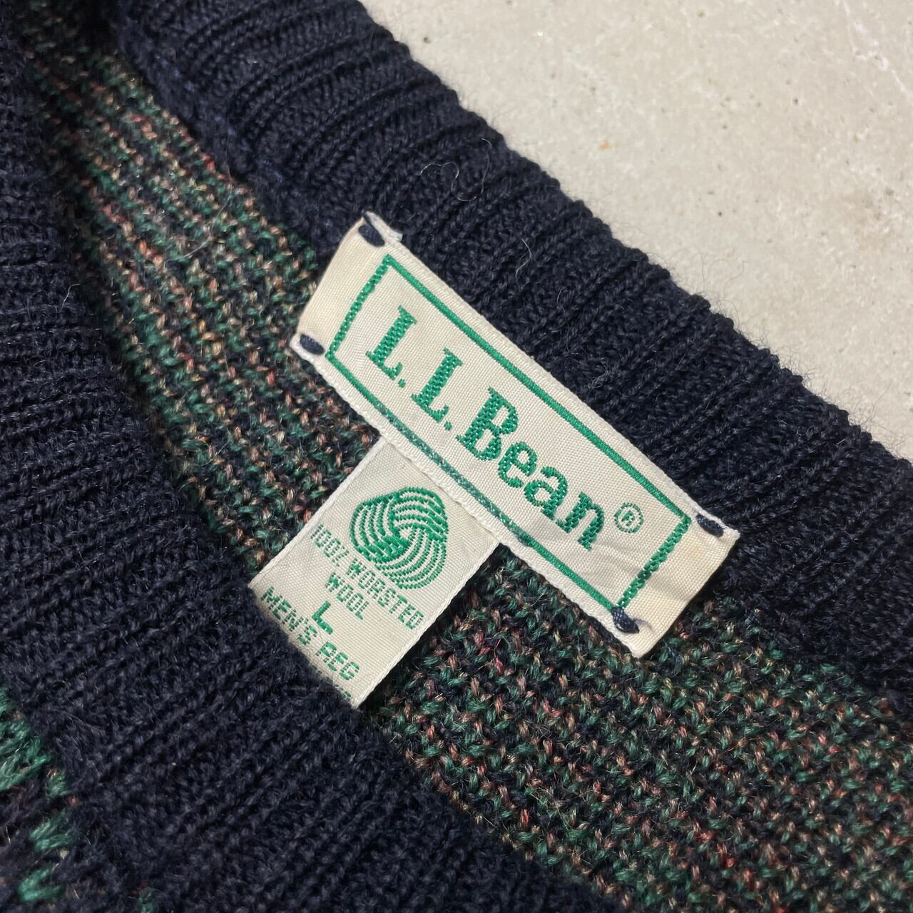 80年代 アイルランド製 L.L.Bean ノルディック柄 総柄 ウールニット