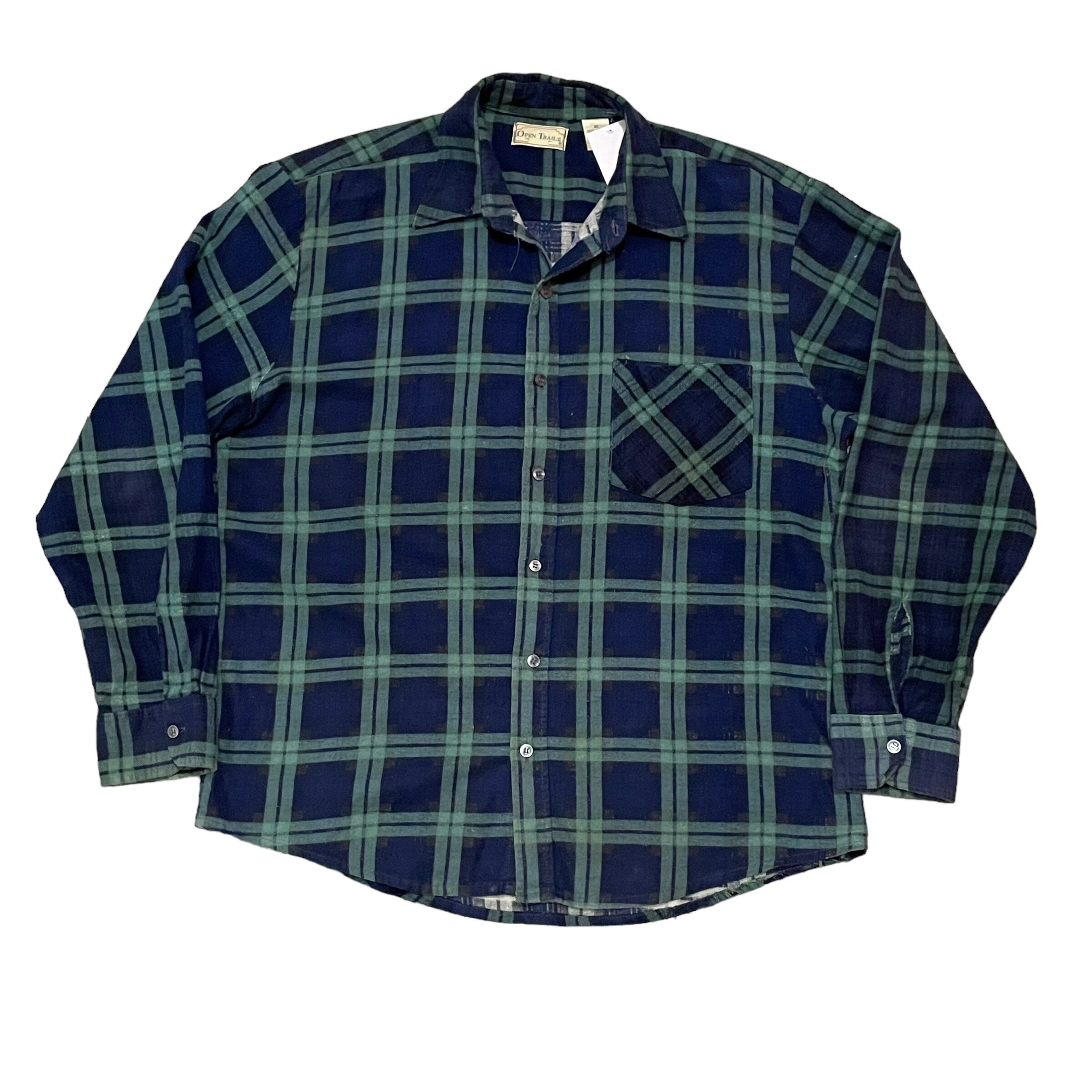 80s OPEN TRAILS print flannel shirt What’z up
