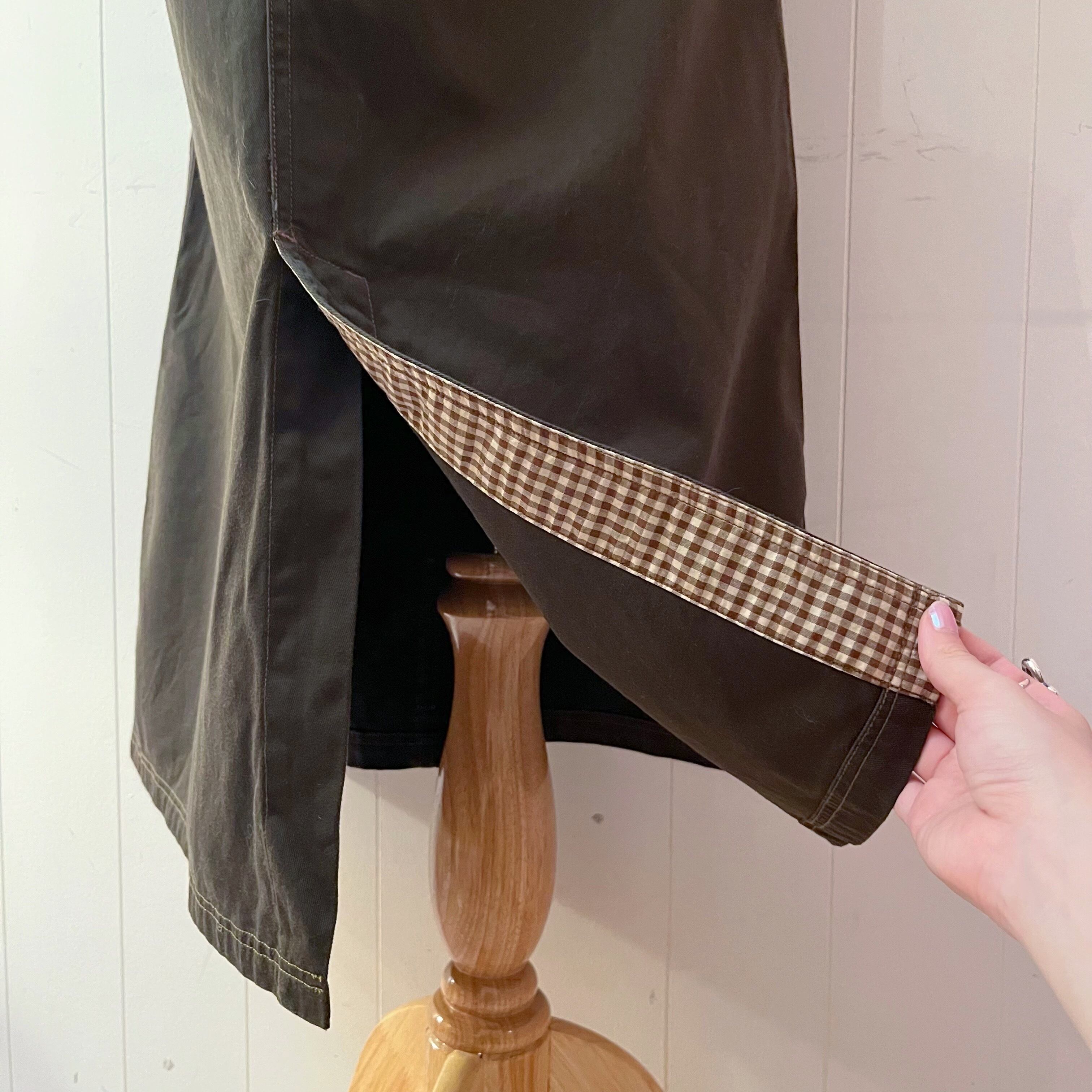 gingham check brown salopette skirt