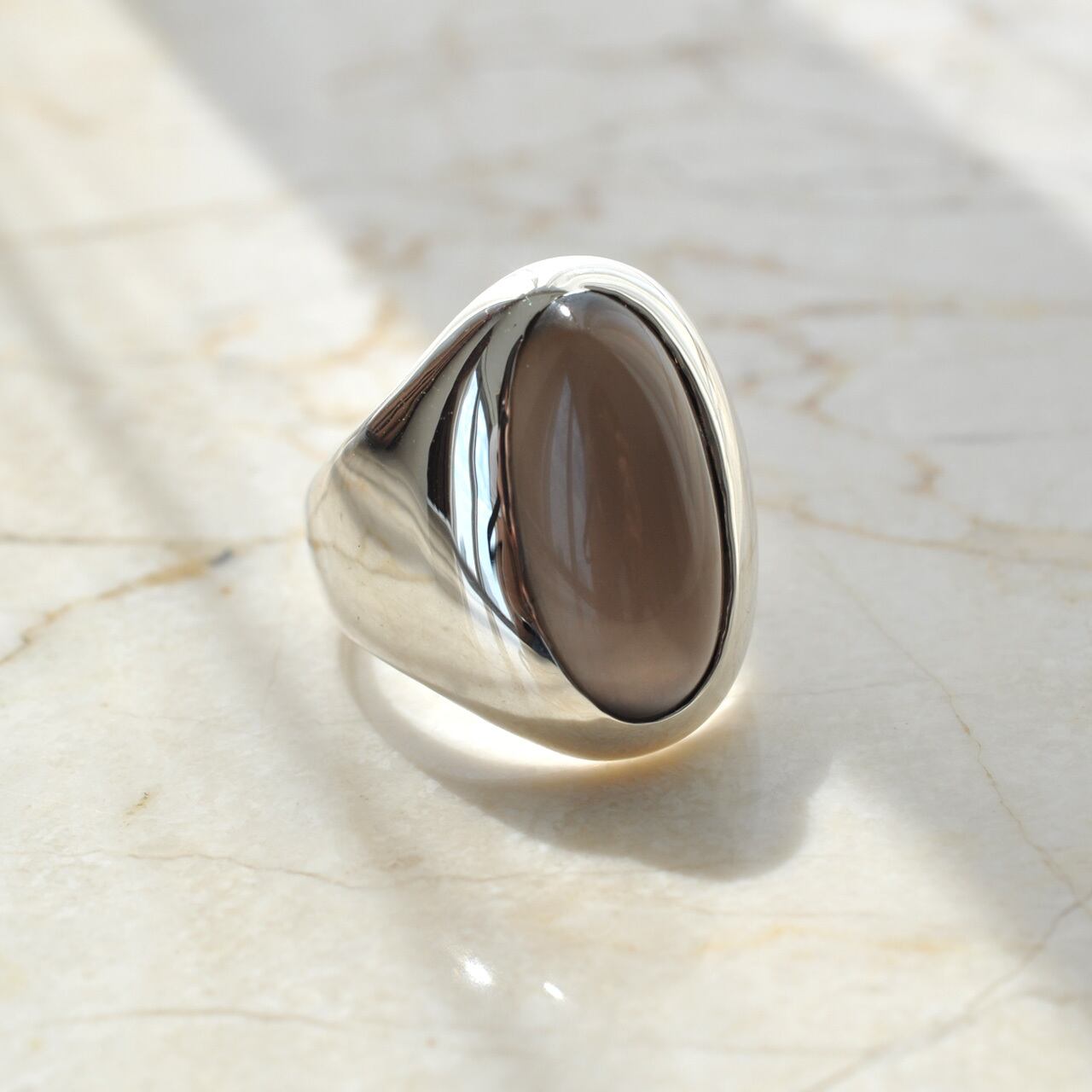 Gray Moonstone Bezel setting ring グレームーンストーン リング