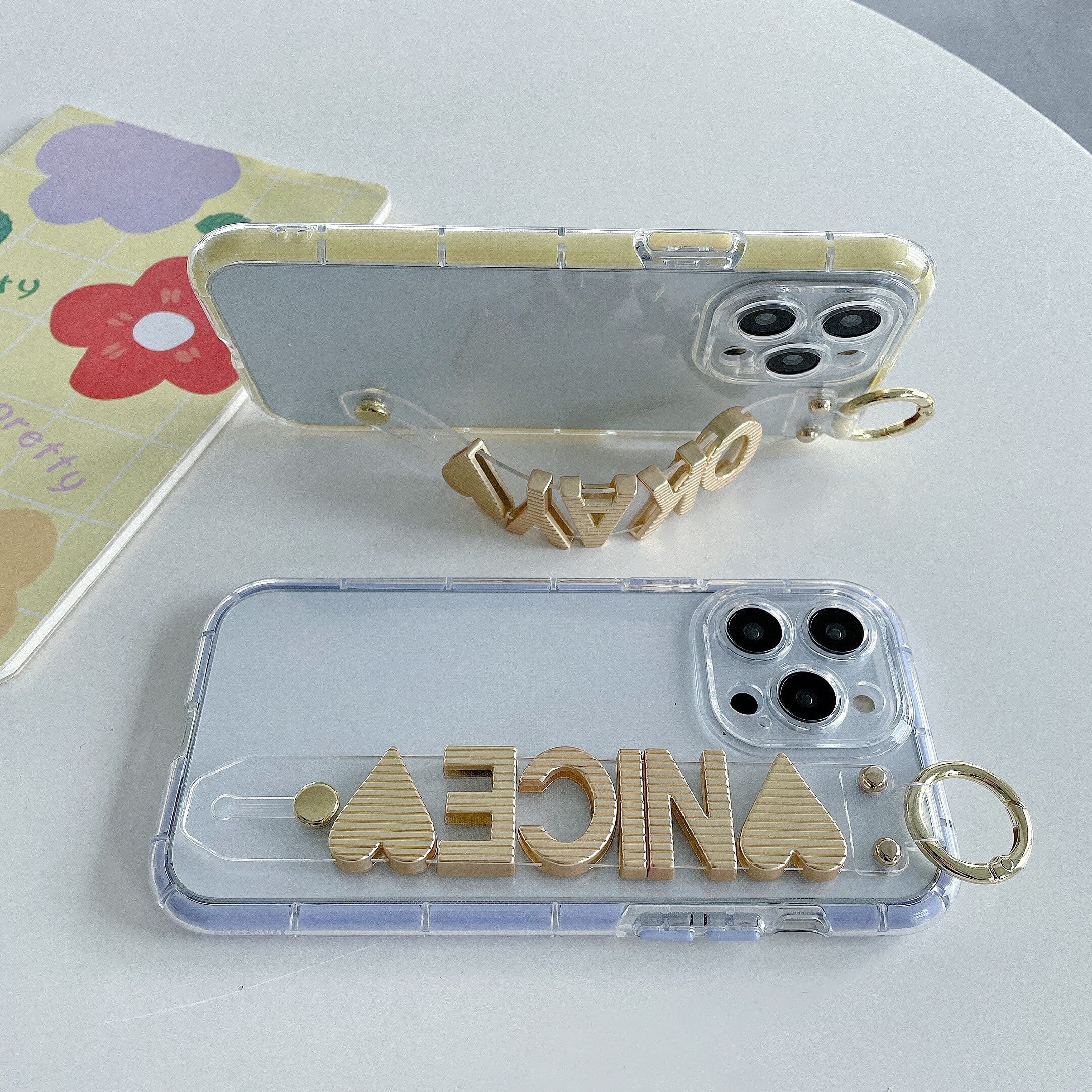 ショルダー付き クリア カスタム 名前入れ iPhoneケース