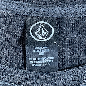 【VOLCOM】ワンポイント 刺繍ロゴ サーマルシャツ ボーダー 長袖シャツ ロンT ボルコム L US古着