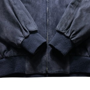 vintage HERMES dark navy nubuck leather bomber jacket