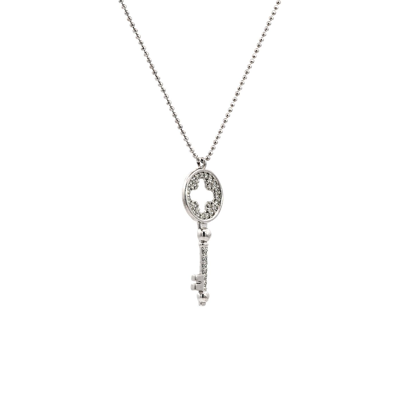 【クローバーキー】K18 Pt950 キー ペンダント モアサナイト ダイヤモンド キー ネックレス 鍵 ネックレス クローバーネックレス K18 18K Pt850 Pt950 18金 プラチナ ネックレス