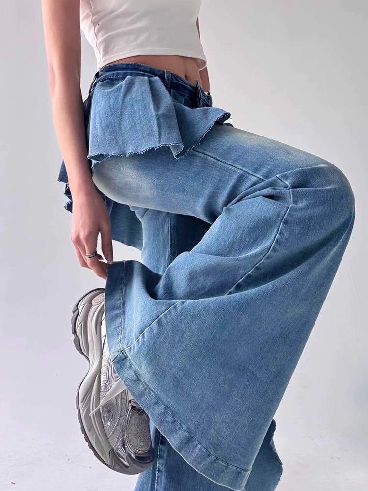 pinue アシメフレアデニムスカート(BLACK) Mサイズ fredy emue デニムスカート デニムフレアスカート : ZOZOTOWN