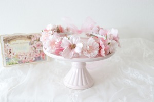 baby＆kids　 花冠 　さくらピンク 　淡ピンク　オーガンジーリボン　 ファーストバースデー　誕生日 花かんむり　花 かんむり