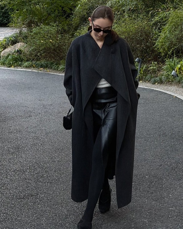 オーバーラップウールロングコート　A25337