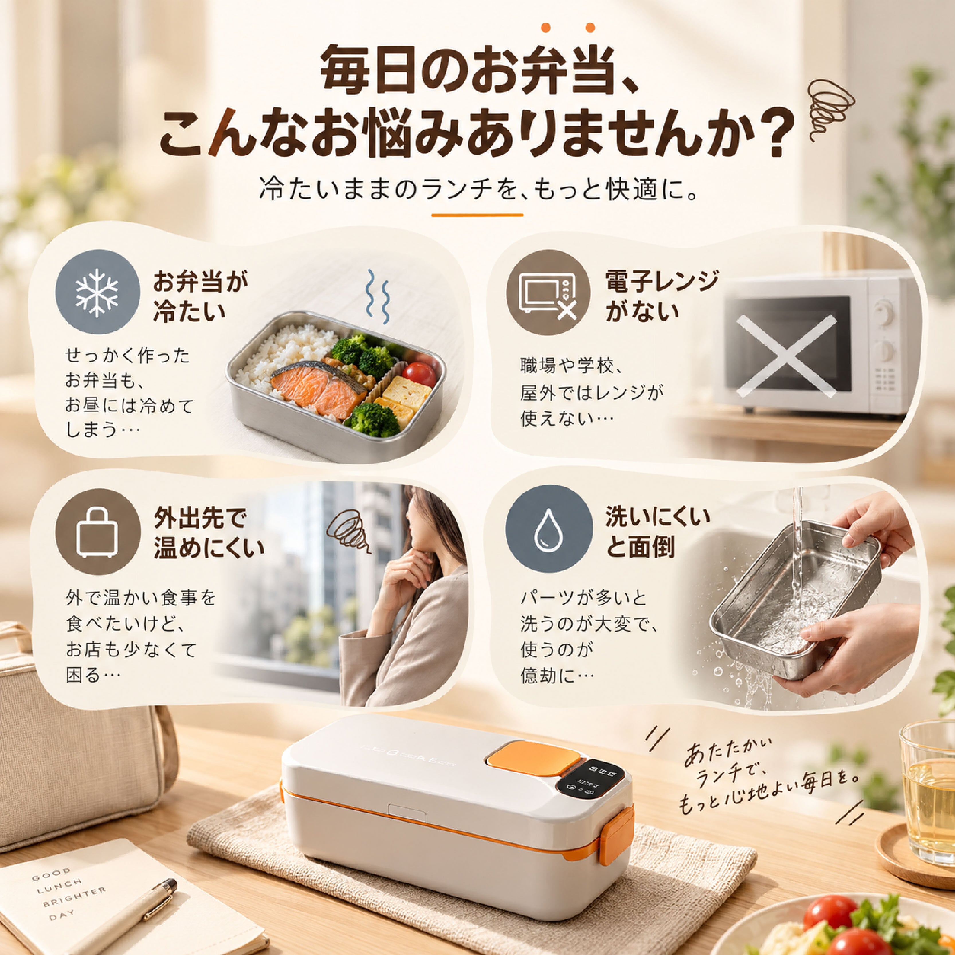 JY 1281 .電熱弁当箱 充電式 コードレス 弁当箱 温める ランチボックス