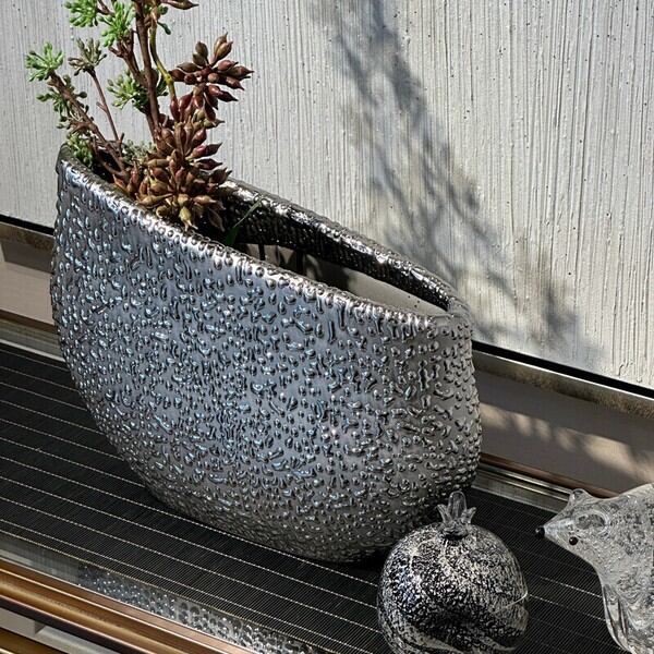 セラミック花瓶 ヴィンテージ シルバー 花瓶 室内装飾 装飾花瓶 30cm
