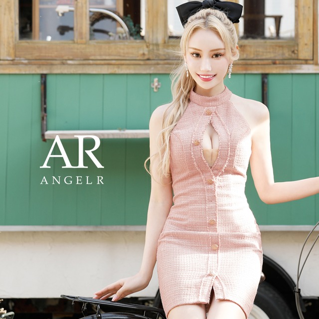 [ホルターネックバストカットツイードタイトミニドレス]AngelR/キャバドレス