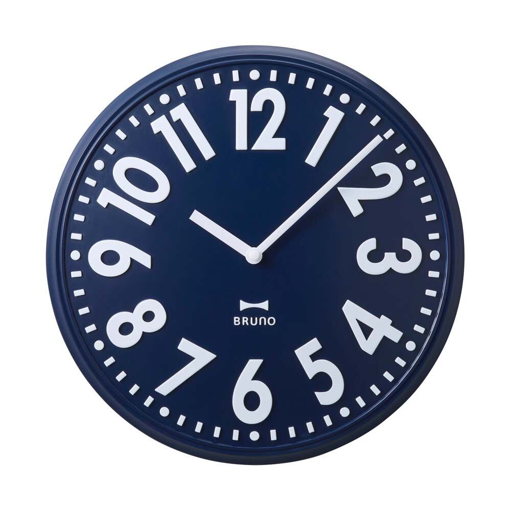 壁時計 掛時計 BRUNO ブルーノ エンボスウォールクロック ネイビー / BCW049