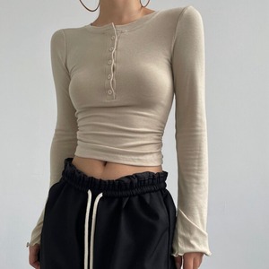 ヘンリーネックボタントップス　LT0020011