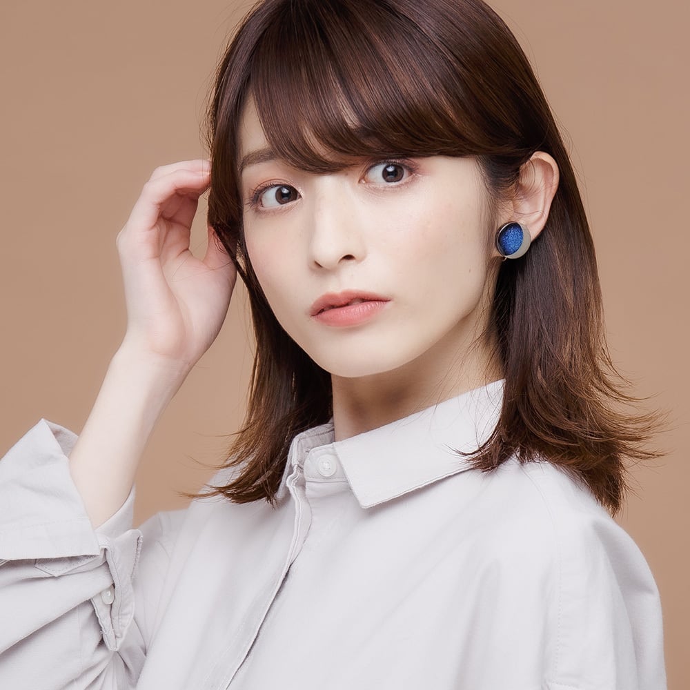 美濃焼陶器 三日月 ピアス / イヤリング｜藍（あい）×ゴールド