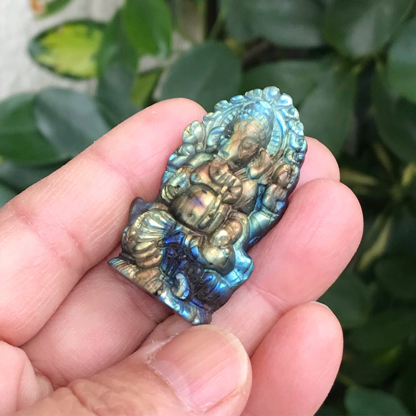 レインボーラブラドライト ラブラドライト ガネーシャ 貫通穴アリ