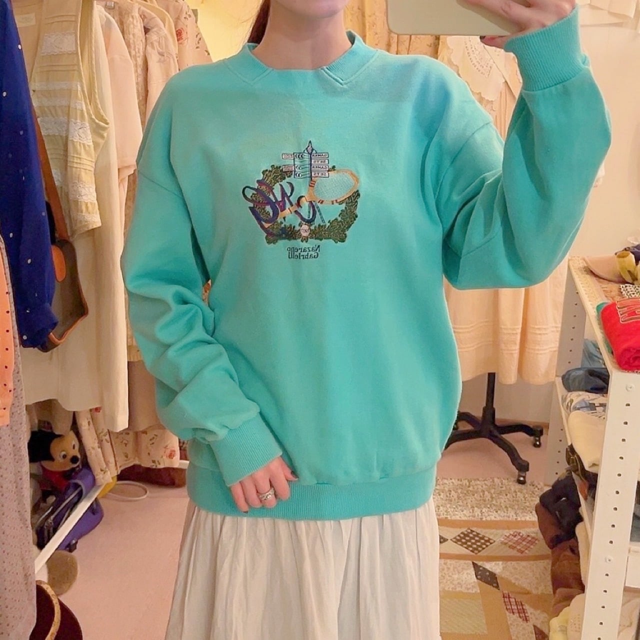racket embroidery green sweat