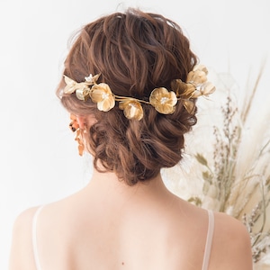 H-128 Bohemian gold flower ブライダルヘッドドレス