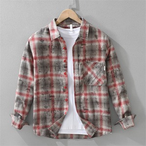 【M-3XL】Washed Check Long Sleeve Shirt / ウォッシュ チェック 長袖 シャツ