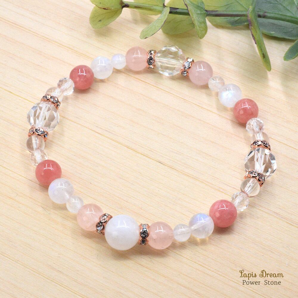 パートナーとの絆を深めるお守り | レインボームーンストーン、インカローズのパワーストーン ブレスレット