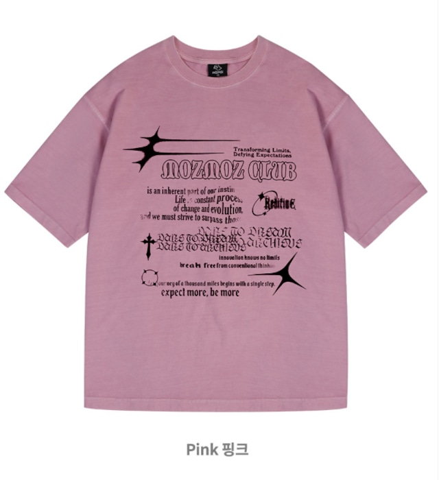 【MOZMOZ】グラフィックピグメントオーバーフィット半袖Tシャツ ☆TXT スビン 着用!!【MOZMOZ】ピグメント トランス