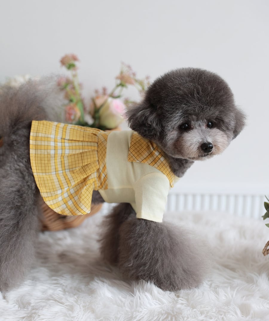 rora check sailor one-piece S ~ XL 3color / 犬服 春夏 ワンピース チェック柄 セーラー服 犬の服 お揃い 可愛い ドッグウェア お出かけ onepiece68