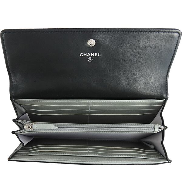 Used CHANEL シャネル 長財布 カメリア エンボス フラップウォレット