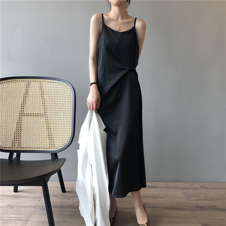 高級感 フレンチ おしゃれな 快適である レトロ トレンド キャミワンピ ハイウエスト