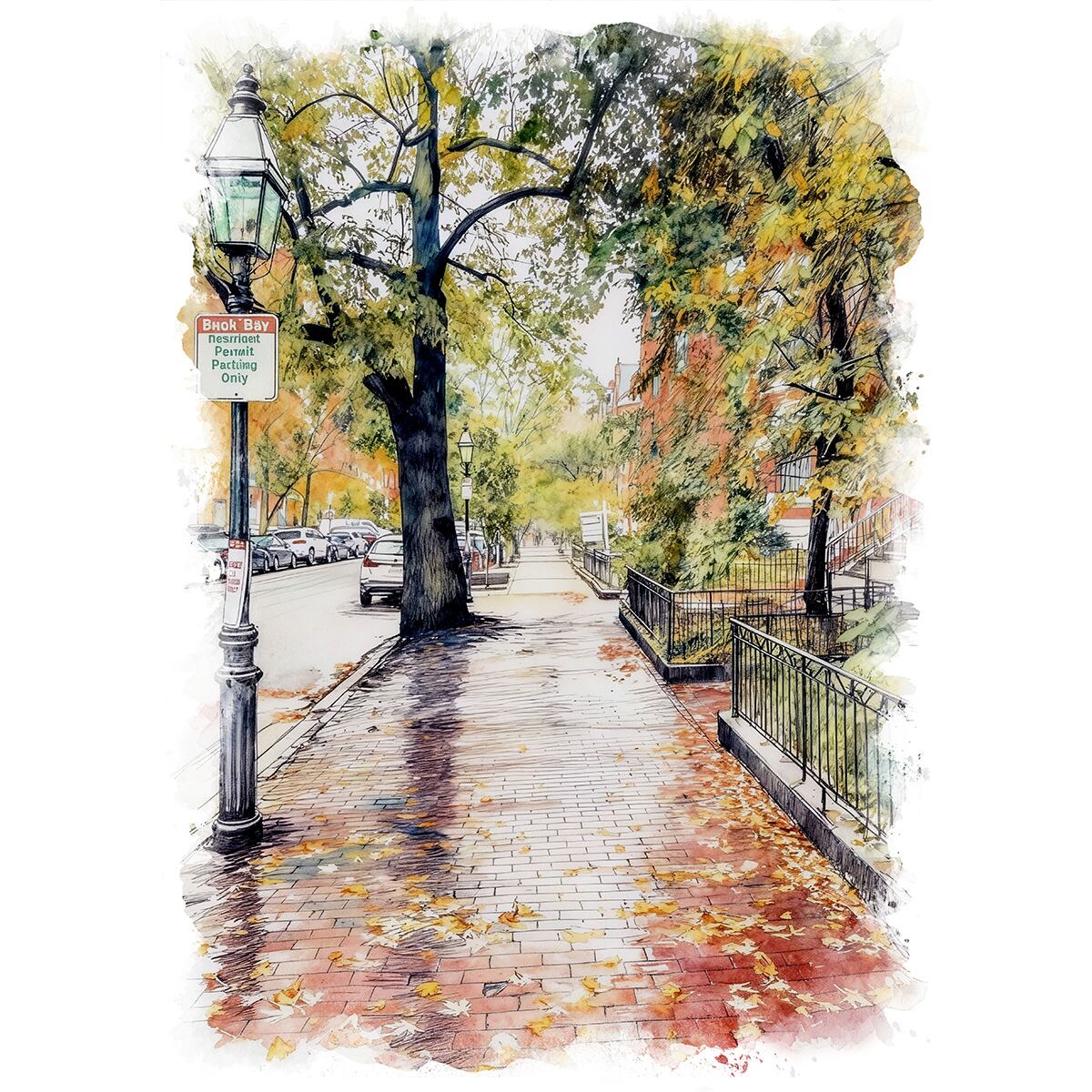 絵画 アメリカ 風景画(街並み) ブルックリンパーク スロープ