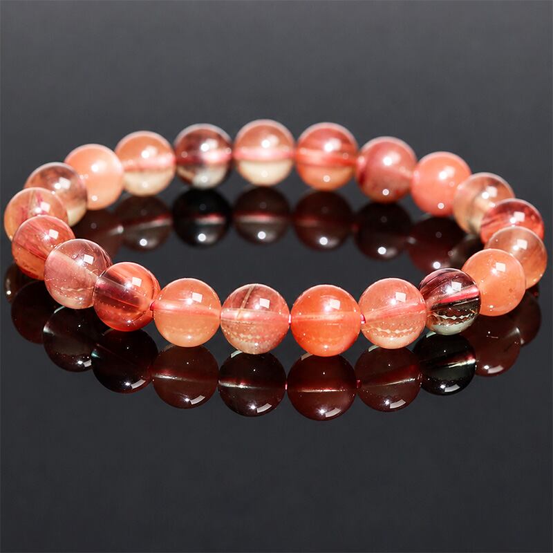 K1907-13m〕約13mm内径17.5cm 泡泡水晶 天然水晶 Quartz ブレスレット