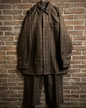 【Caka act3】"STACY ADAMS" Blown Checkerd Vintage Loose Shirt Setup