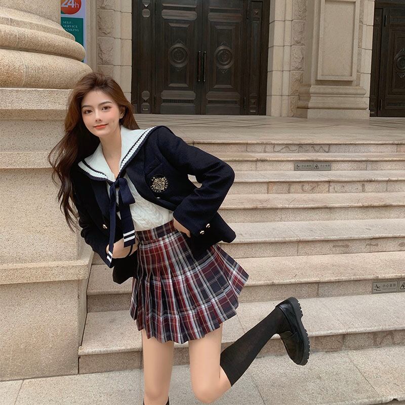 ブレザー スタイルネイビーカラーショートルーズカジュアルレディースオータムウィンター 秋物 冬物 ブラックストロベリース2157347652