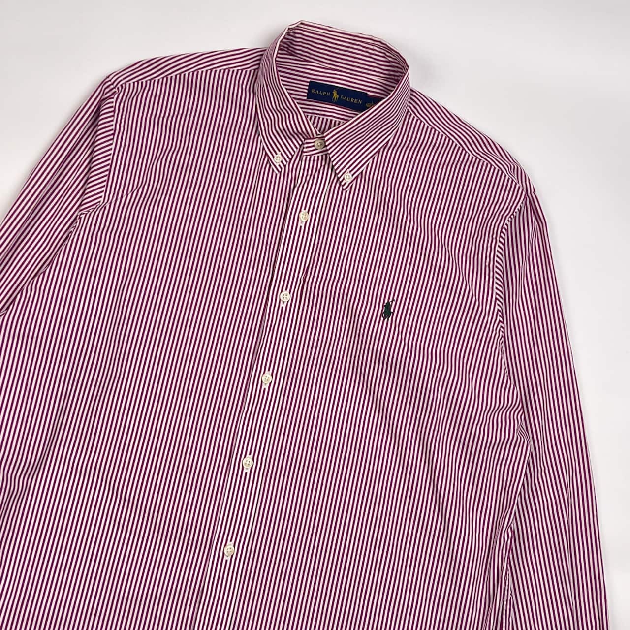 RALPH LAUREN ラルフローレン ストライプ BD ボタンダウン 長袖シャツ L/パープル系 メンズ