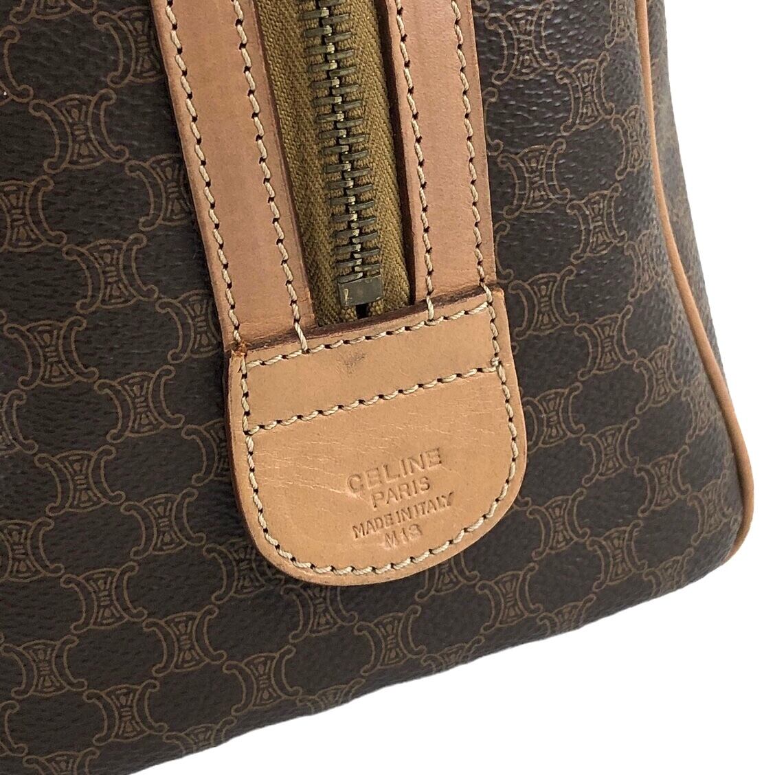 CELINE セリーヌ マカダム ハンドバッグ ブラウン ブラゾン型押し