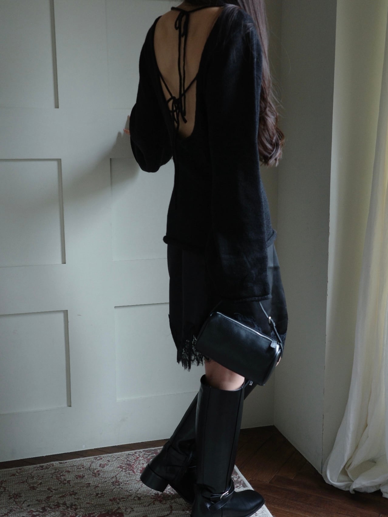 Back ribbon knit / black(即納商品)