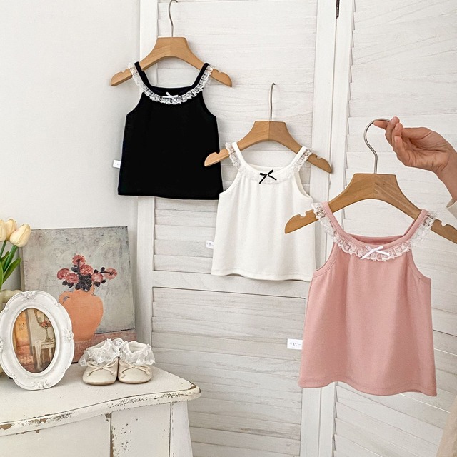 【BABY】レースフリルリボンノースリーブTシャツ - 17
