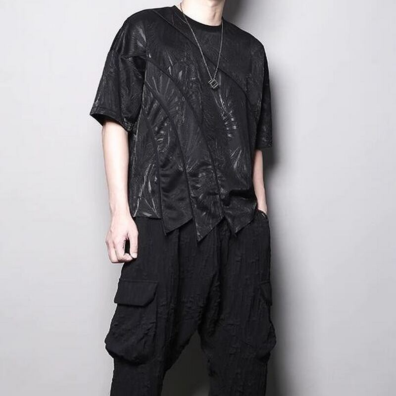 エンボスデザイン半袖Tシャツ 半袖 10032