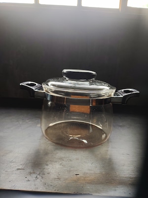 昭和レトロ　鳴海製陶株式会社　クックマスターN-42 18cm両手深鍋　耐熱ガラス
