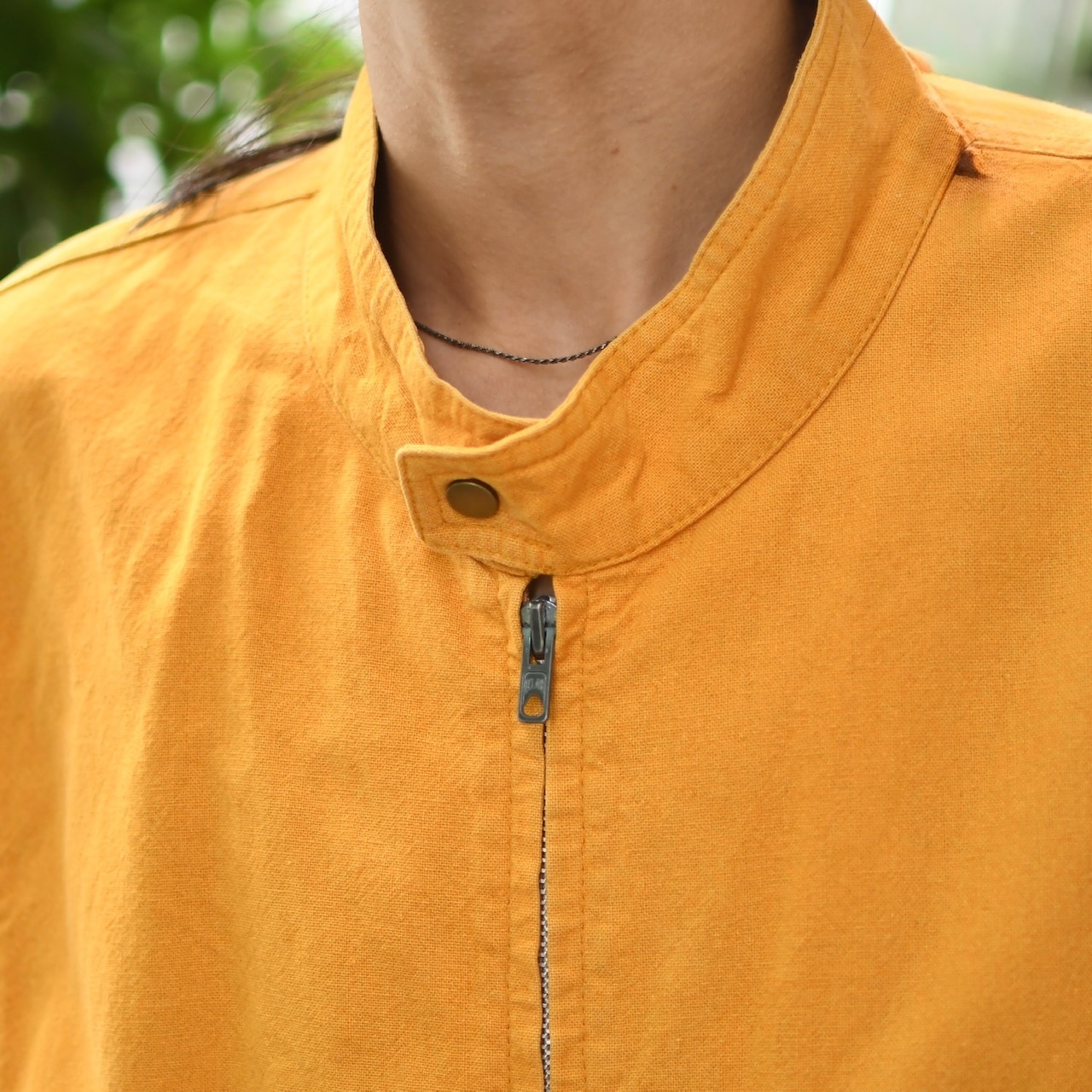 cotton linen stand collar jacket yellow