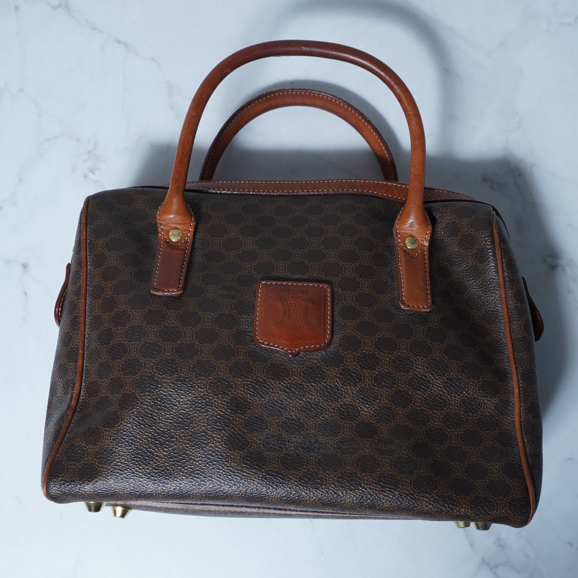 CELINE】セリーヌ ”トリオンフロゴ” マカダム柄レザーハンドバッグ