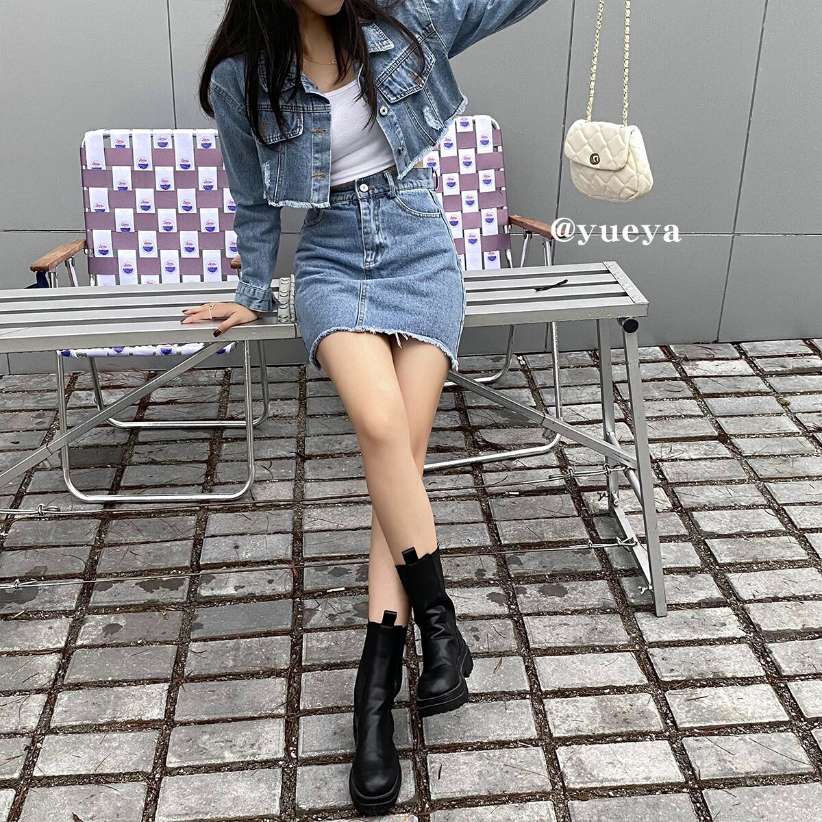 スカート オータムレッドショートジャケット ウェストセット ストリート 秋物 クレセントシティ57506577439