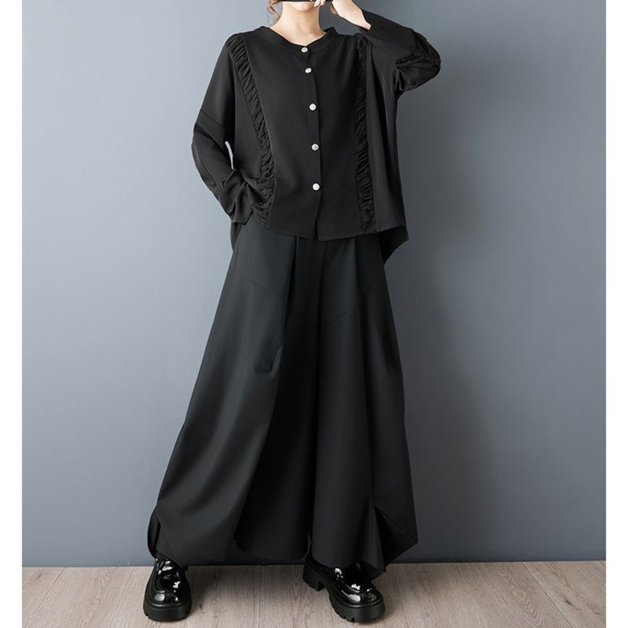 ギャザー ライン ブラウス 00336