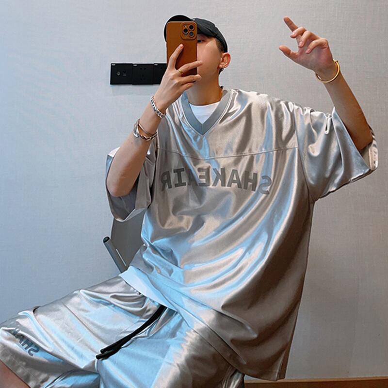 dannyandzeeカジュアルVネックユニフォームTシャツ | mblueshop