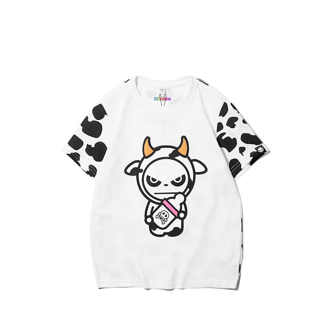 送料無料 【HIPANDA ハイパンダ】キッズ Tシャツ KID'S HIPANDA HOLSTEIN PRINTED SHORT SLEEVED T-SHIRT / WHITE