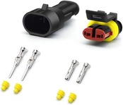 2ピン 防水 コネクター 配線用 オス＆メス防水コネクタ対応 カプラー 防水のコネクタセット 2極車用防水電気配線コネクタ端子 車 オートバイく用 10キット