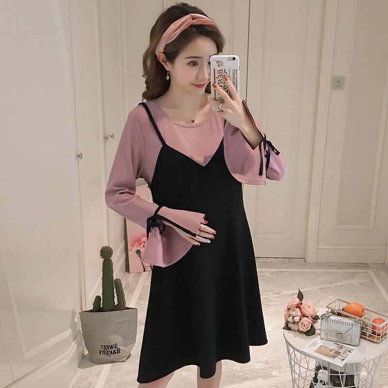 【新作】【送料無料】 856＃マタニティドレス長袖春秋コットンOネックパッチワークルーズスタイリッシュドレス妊婦ママドレス ロング スプリング 春物 オータム 秋物 AL expec33634270534