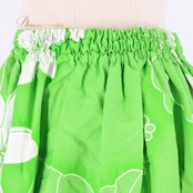 フラダンス 衣装 パウスカート グリーン系 ホワイト系 ティアレ柄 ハイビスカス柄 ツーカラー シングル シンプル かわいい 華やか 鮮やか 明るい 爽やか 黄緑 白 ハワイアン アロハ ハワイアンプリント フラ ダンス レッスン 練習 おしゃれ レディース