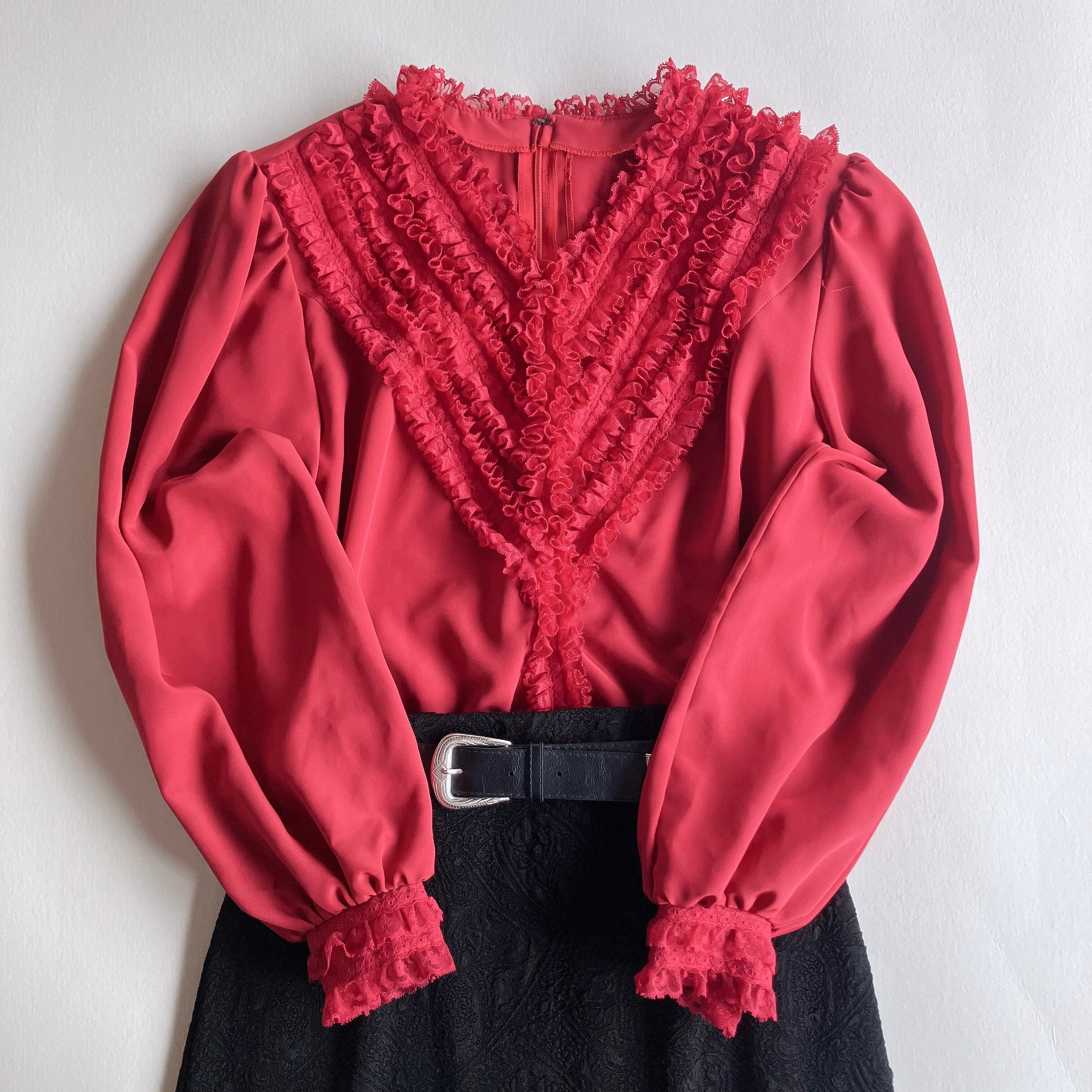 used レトロモダン総柄 モヘア混ブラウス 古着 ヴィンテージ vintage ブラウス | 古着屋mojo