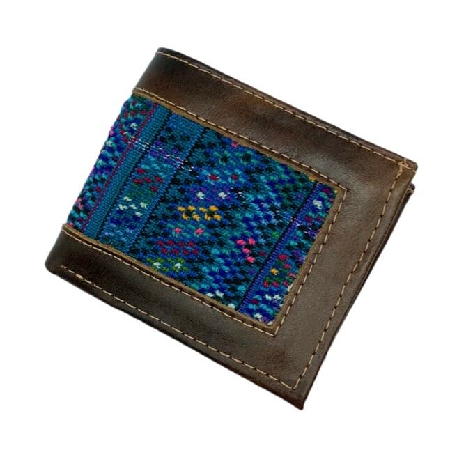 メキシコ 刺繍 二つ折財布 札入れ グリーン