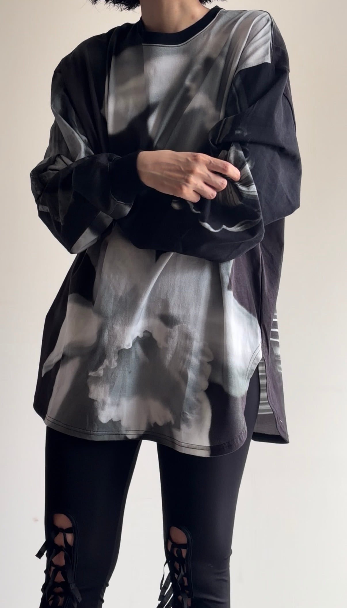 Memories Sleeve Rib Long Tee ホワイト White Mediam Memories Long