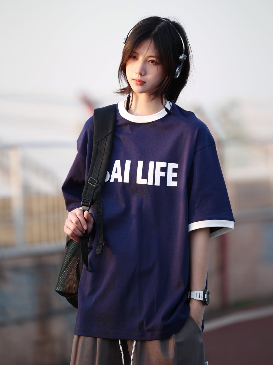フェイクレイヤードTシャツ / Layered Look Short Sleeve T-Shirt