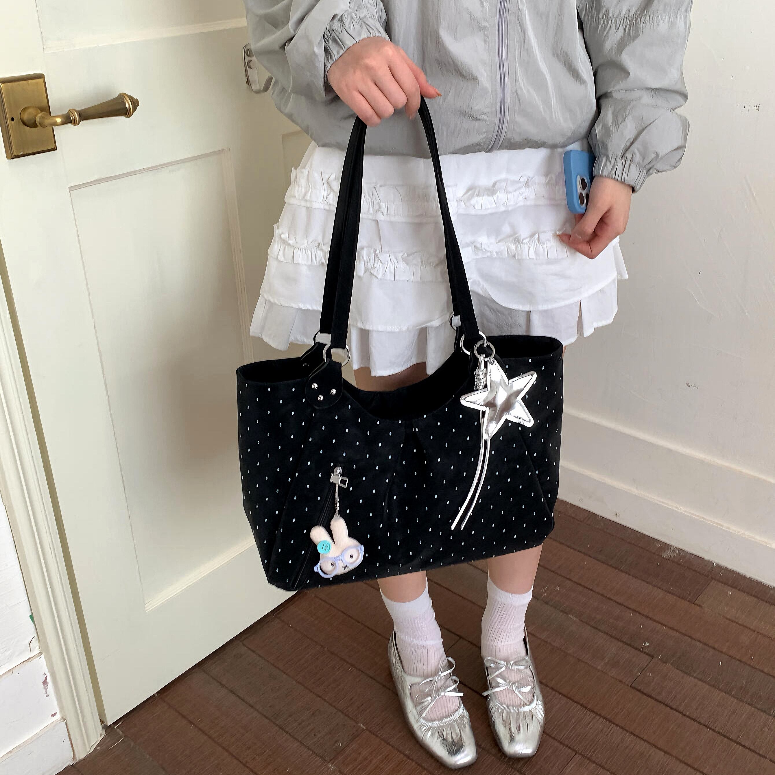 韓系インスタ風 可愛い水玉模様 おしゃれな通勤にも使える ショルダー